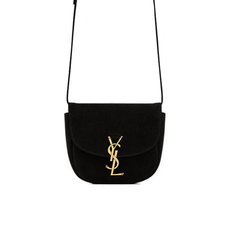 Saint Laurent Women's KAIA Small Retro Single Shoulder Crossbody Bag with Metal Logo. Suede Leather. Solid Color Bags 619740-1S74W-3288 #81466