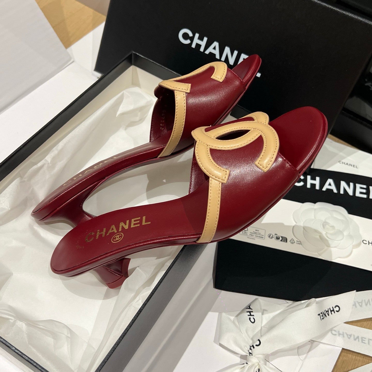 Chanel CC Kitten Heel Sandals #382676