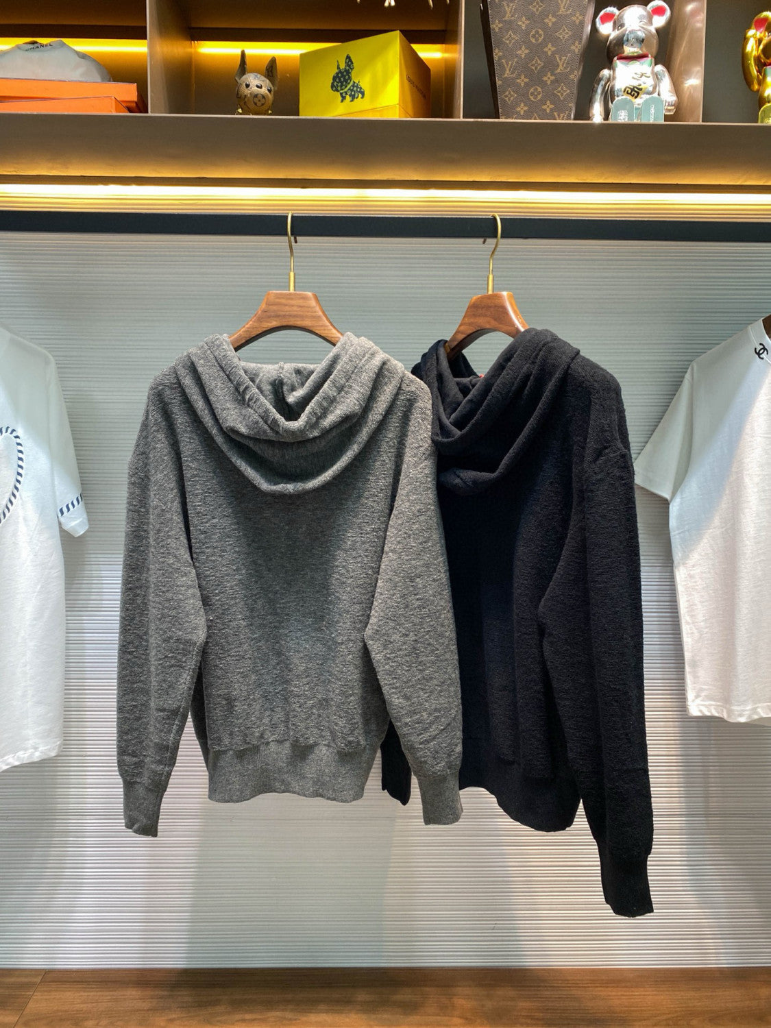 Loewe Men's Spring/Autumn Solid Color Embroidered Logo Print Wool Hooded Drawstring Long Sleeve Sweatshirt #77976