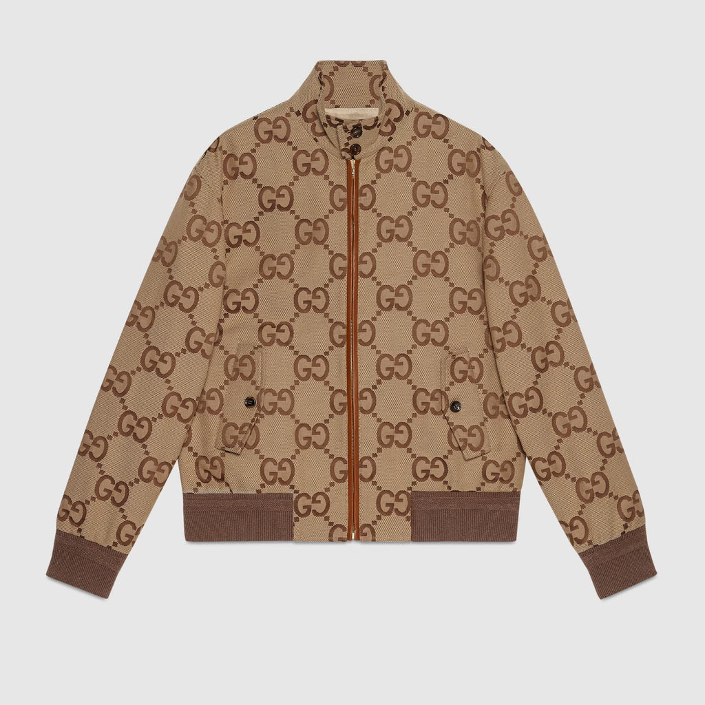 Gucci Men's Spring And Autumn GG Full Print Canvas Long Sleeve Standing Collar Fit Solid Color Jacket #5161