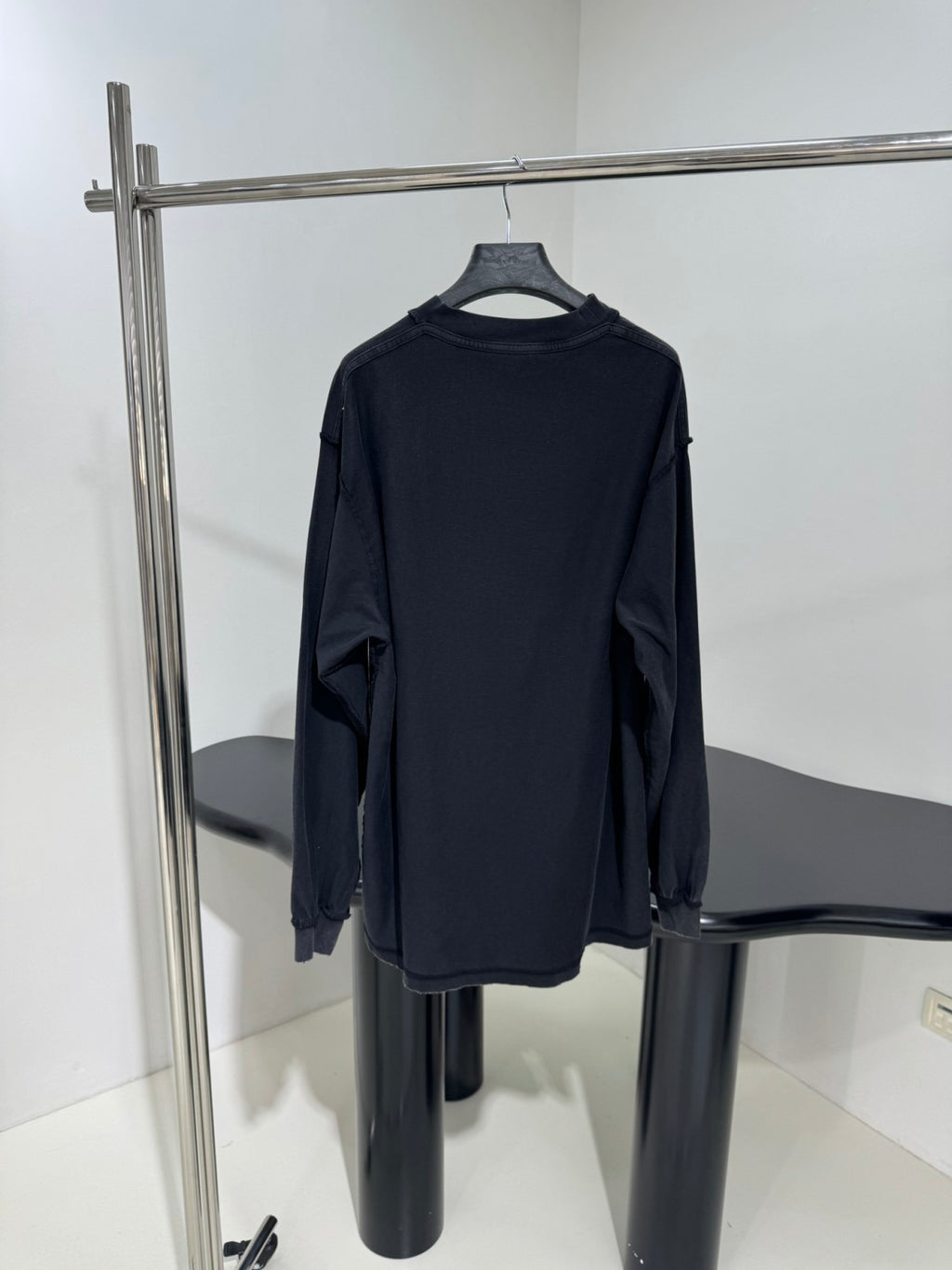 Balenciaga Men's Summer Applique Embroidery Letter Print Round Neck Solid Color Long Sleeve T-Shirt #75234
