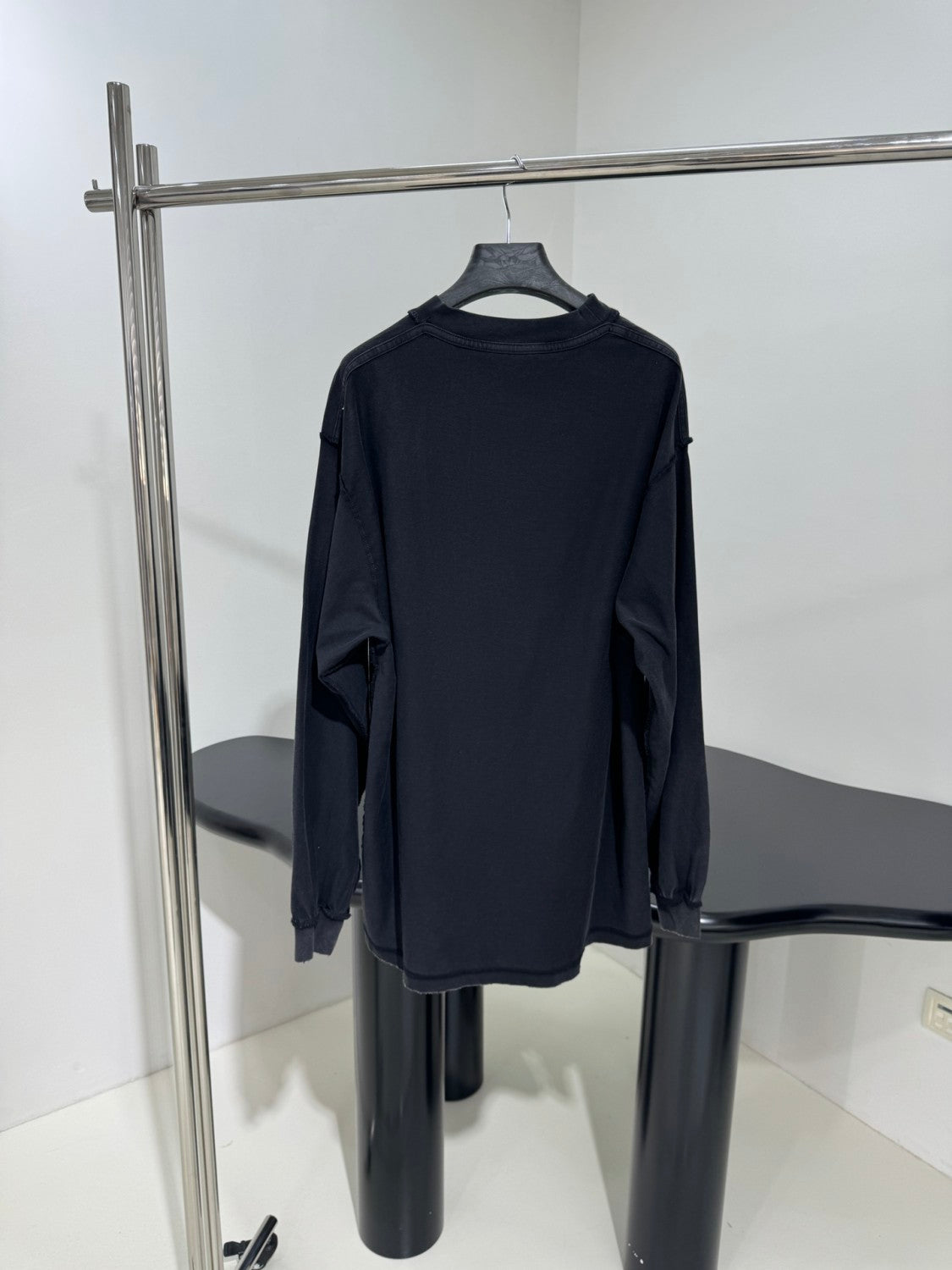 Balenciaga Men's Summer Applique Embroidery Letter Print Round Neck Solid Color Long Sleeve T-Shirt #75234