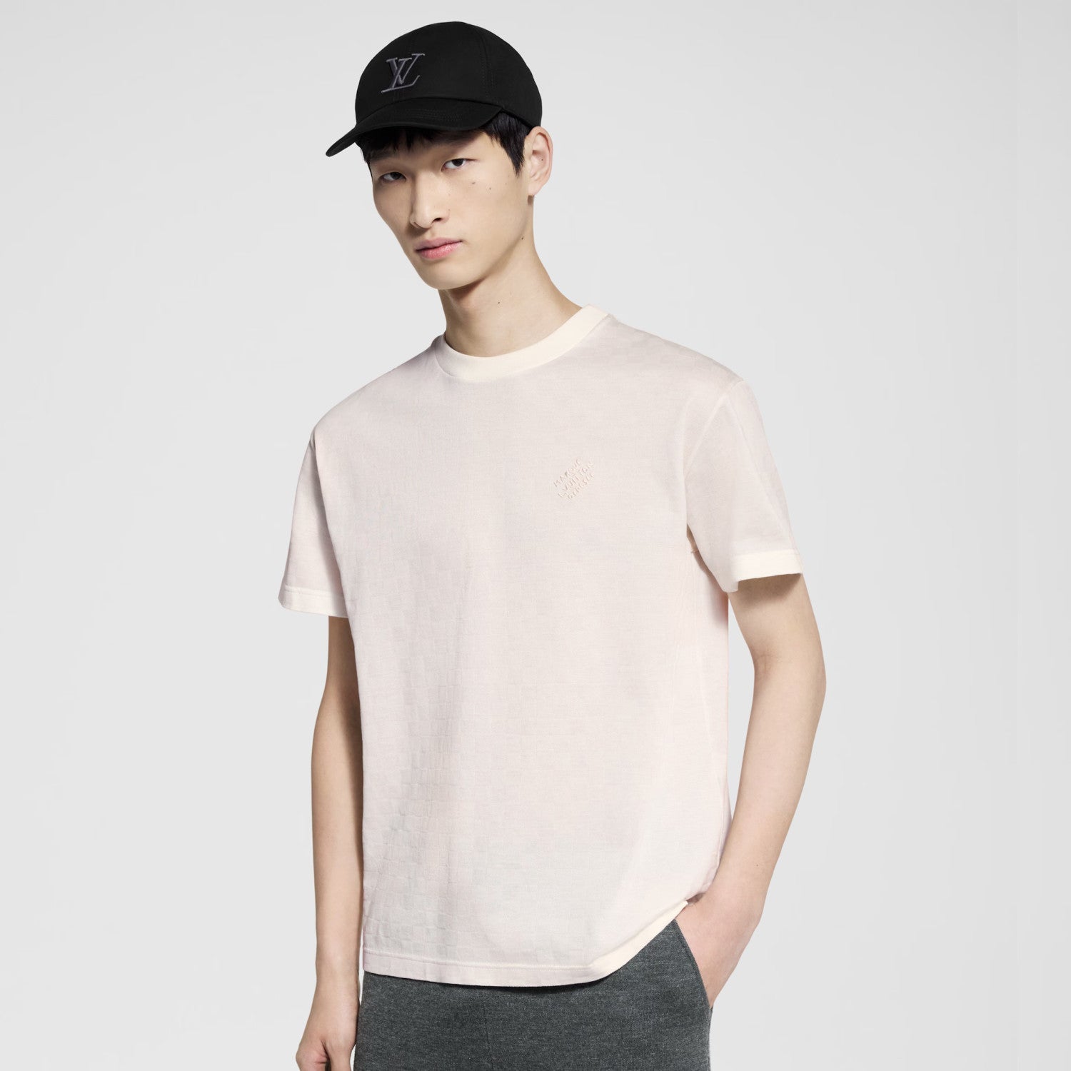 Louis Vuitton Men's Summer Solid Color Letter Logo Round Neck Cotton Short Sleeve T-Shirt #76428