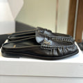Saint Laurent LE LOAFER Women's Fashion Casual Round Toe Slip On Half Slip On Logo Leather Loafer Mule Shoes #78444