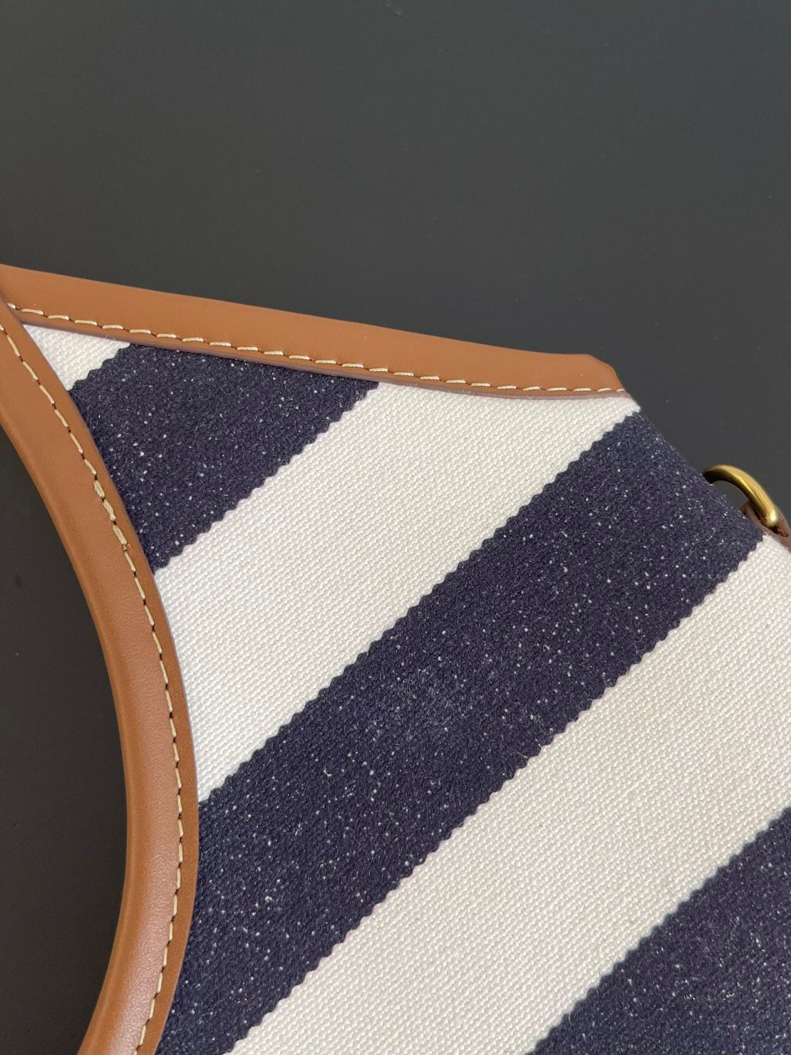 MiuMiu IVY Women's Embroidered Letter Print Striped Canvas and Leather Handbag Tote Bag Bags #77934