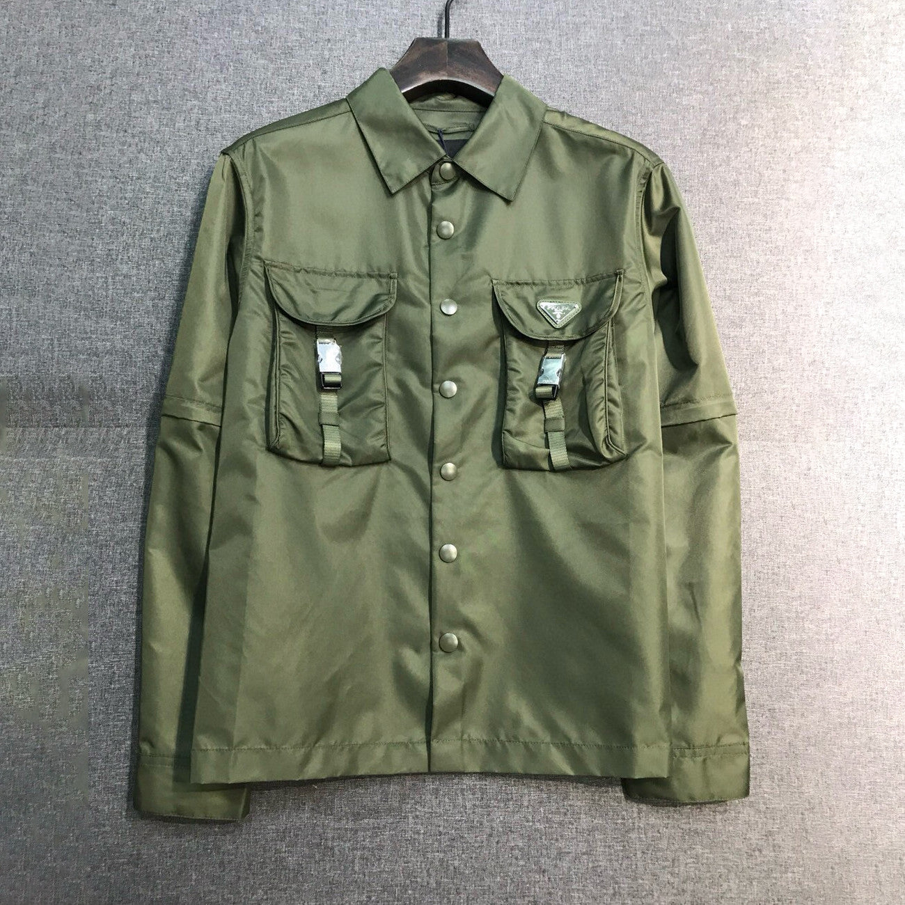 Prada Men's Spring And Fall Pure Nylon Color Lapel Loose Single Breasted Long Sleeved Shirt Jacket #98748