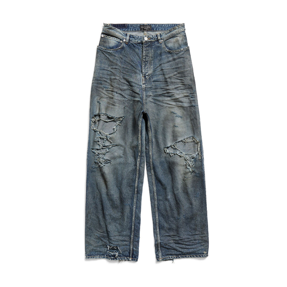 Balenciaga Men's And Women's Spring/Fall Fashion Casual Washed Distressed Relaxed Fit Ripped Jeans Pants #78978