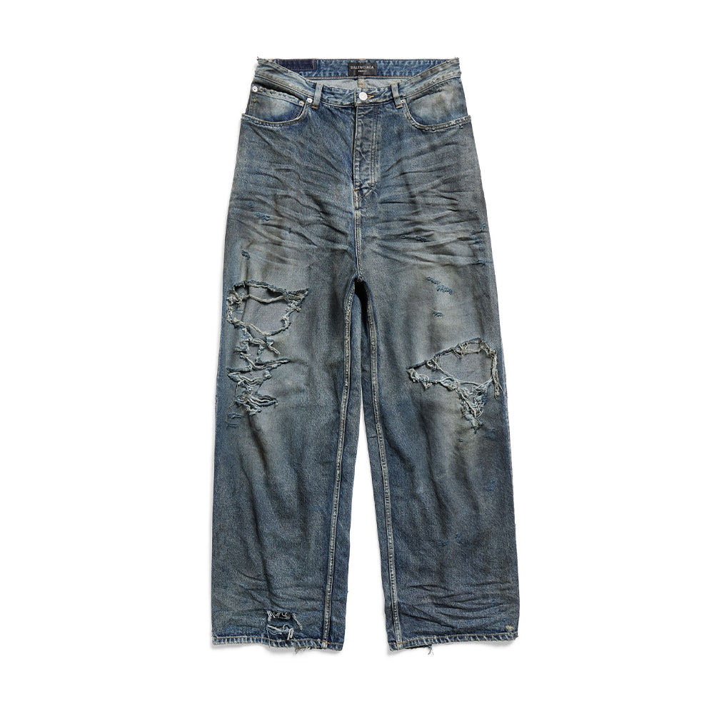 Balenciaga Men's And Women's Spring/Fall Fashion Casual Washed Distressed Relaxed Fit Ripped Jeans Pants #78978