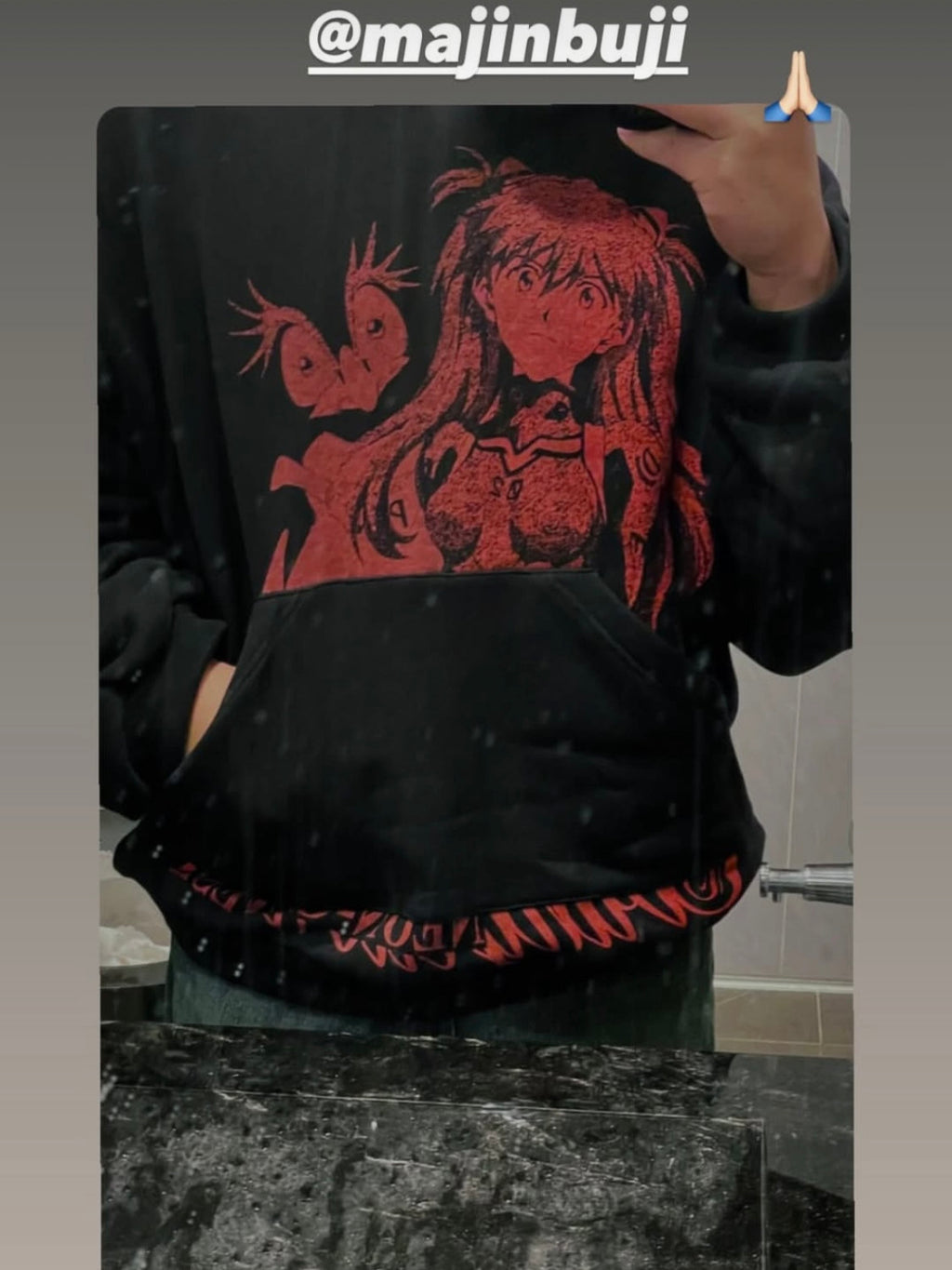 Rough Simmons Men's Fashion High Street Trend Black Red Akira Manga Do Old Print Washed Loose Hoodie Sweatshirt Ngvp #2253
