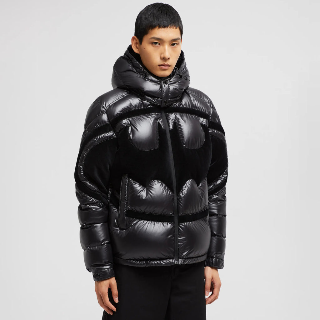 Moncler Men's Fall/Winter Batman Logo Adjustable Cuffs Hooded Single Breasted Long Sleeve Puffer Down Jacket #73741
