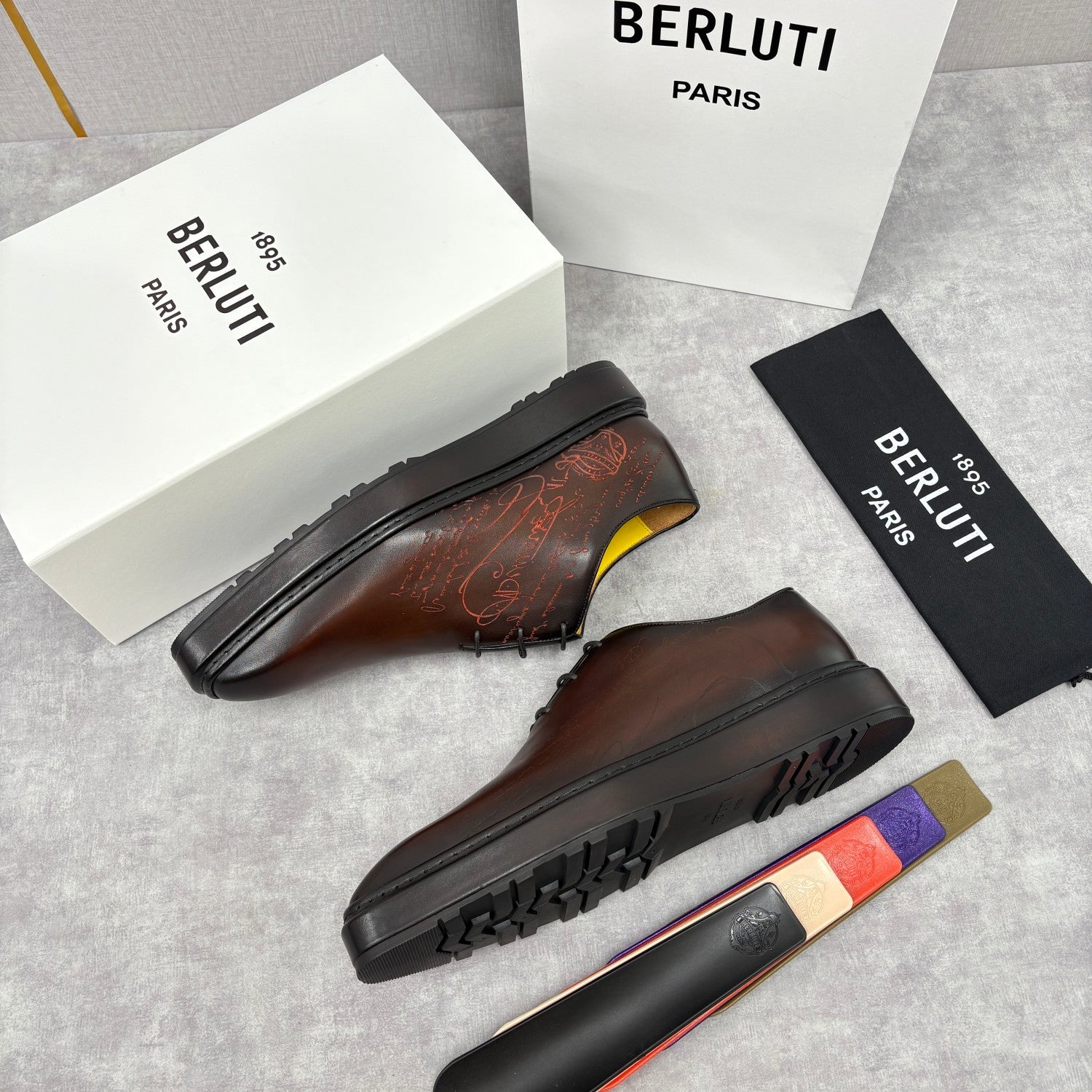 Berluti Men's Spring/Fall Classic Elegant Leather-Sourced Elastic Formal Midsole Dress Shoes #78574