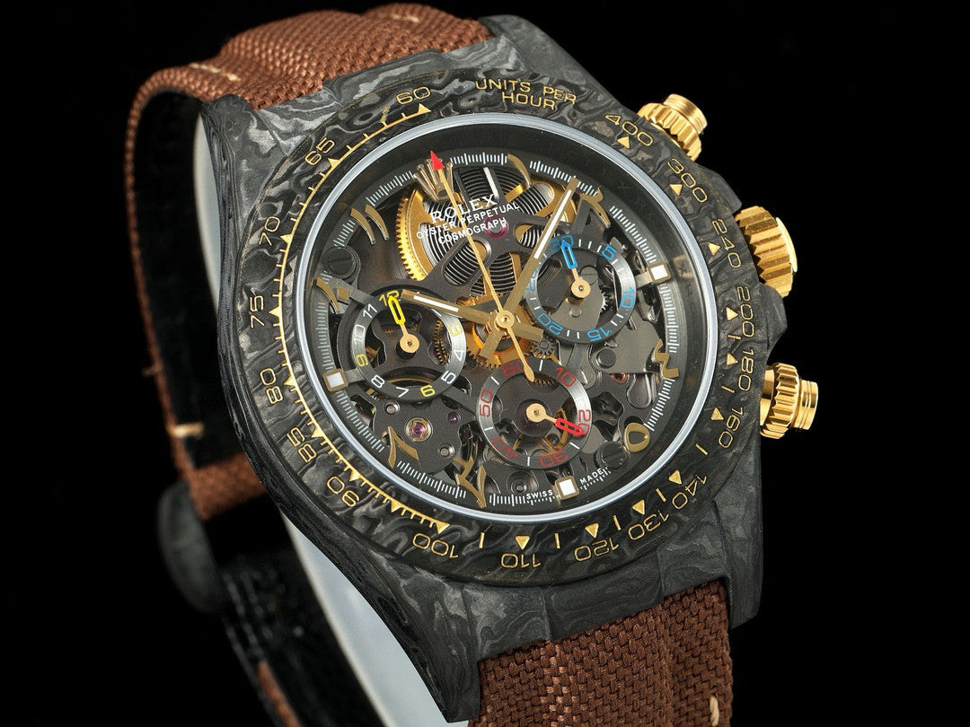 Rolex Men's Matte Black Skeleton Dial Mechanical Watch #97467