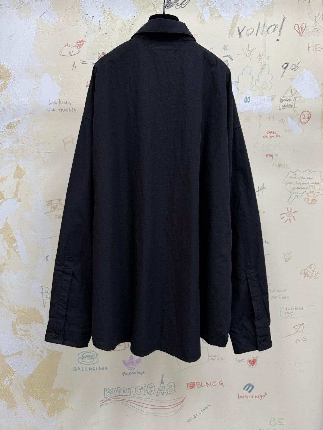 Balenciaga Men's Spring and Autumn Embroidered Letter Printed Solid Colour Single Breasted Long Sleeve Shirt #76942