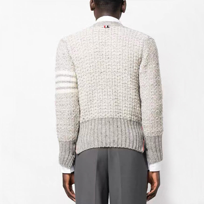 Thom Browne Men's Women's Autumn And Winter Solid Color Knit Long Sleeve Wool Cardigan Jacket Ngvp #9513