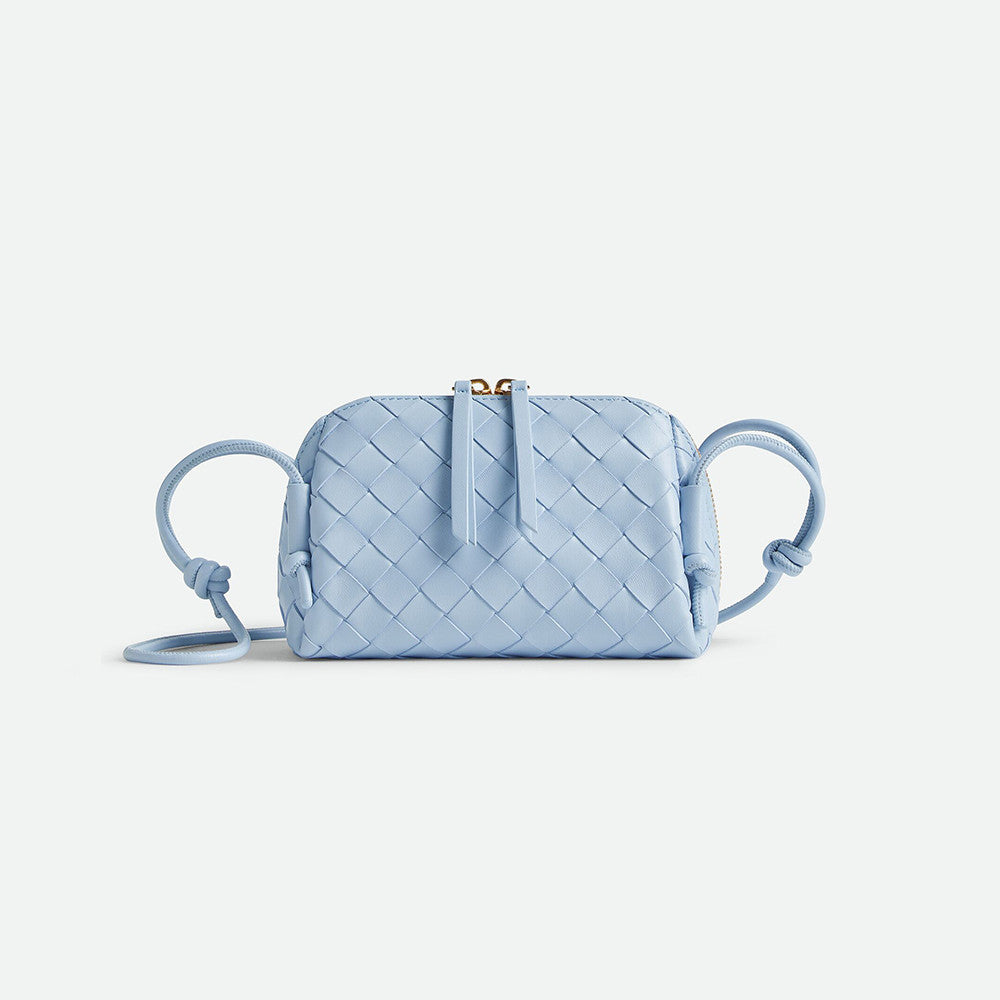 Bottega Veneta Women's Concert Intrecciato Weave Adjustable Tubular Shoulder Strap Sliding Knotted Sheepskin Clutch #332754