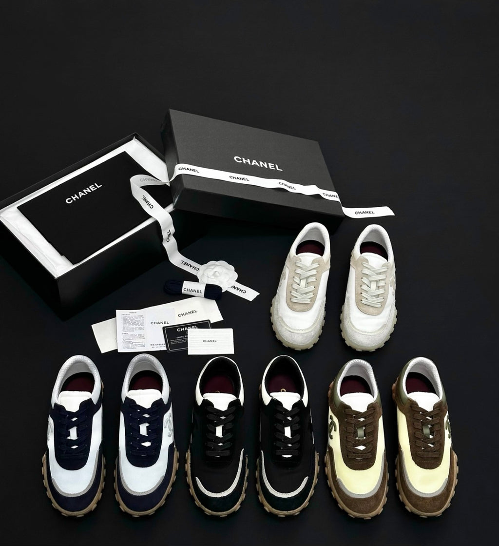 CHANEL Sneakers Mixed Fibers Suede Calfskin Calfskin #380548