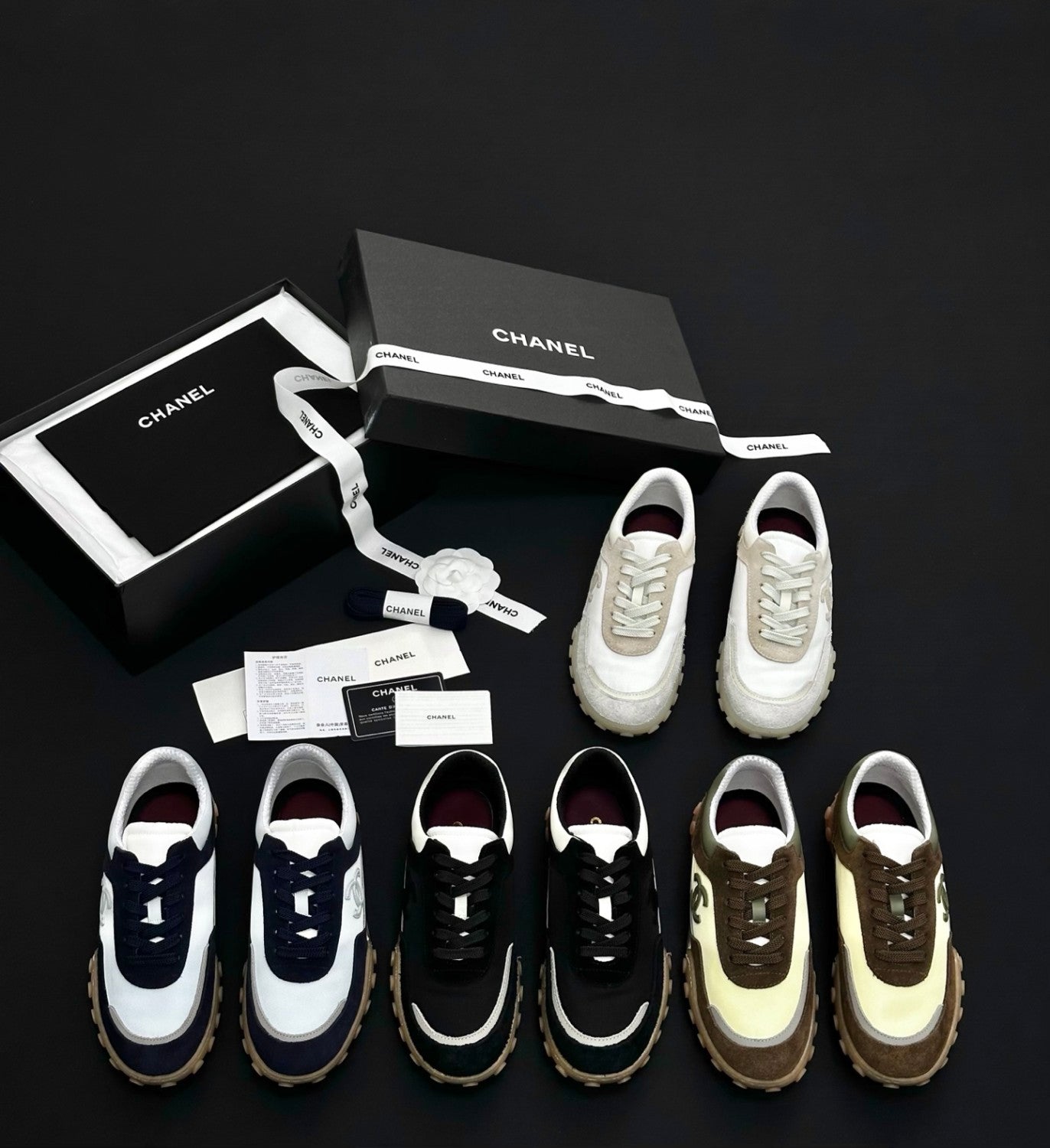 CHANEL Sneakers Mixed Fibers Suede Calfskin Calfskin #380548
