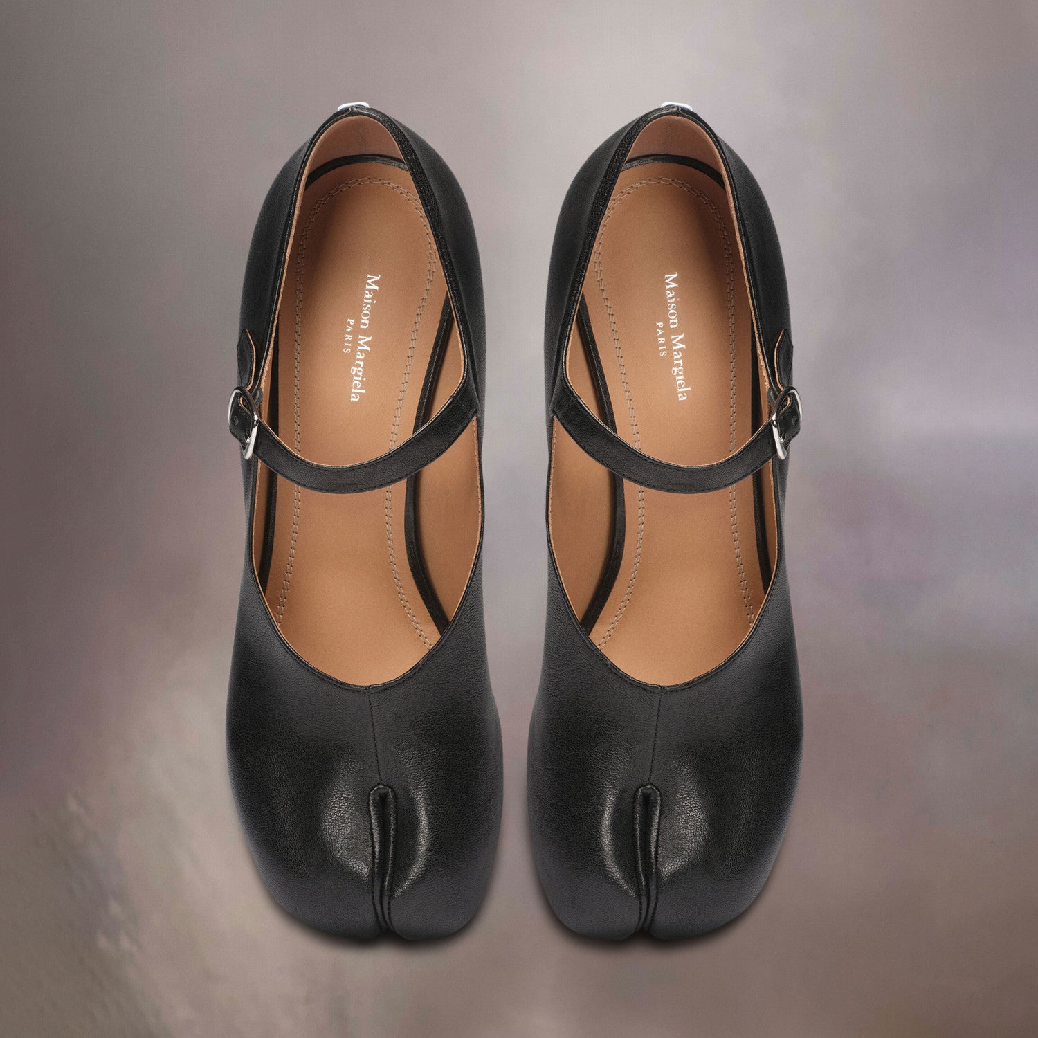 Maison Margiela Women's Spring/Fall Fashion Classic Round Toe Slip On Solid Color Leather Chunky Heel Mary Jane Split Toe Shoes #78646