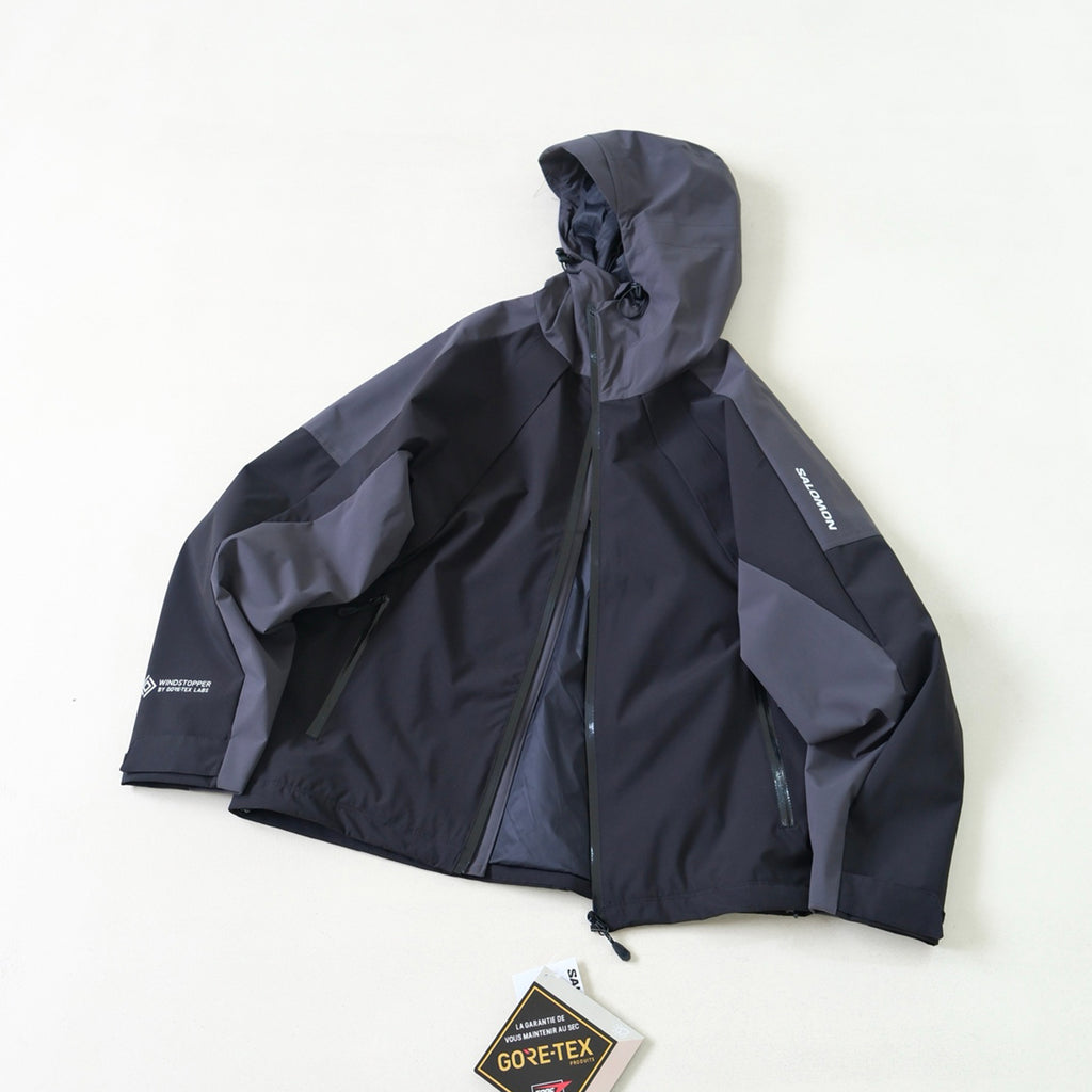 Salomon Men's Spring/Fall Zipper Solid-Color Patchwork Hooded Long-Sleeve Oversized Windbreaker Casual Jacket #81578