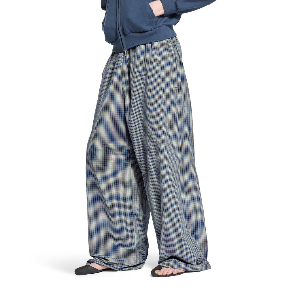 Balenciaga Men's Four Seasons Checked Cotton And Linen Blend Tracksuit Pants Elastic Waist Drawstring Solid Color Loose Casual Wide Leg Pants Ngvp #1947