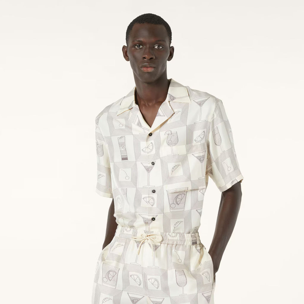 Loro Piana Federico Men's Spring Summer Printed Lapel Single Breasted Shirt Loose Straight Casual Pants Ngvp #1722