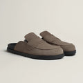 Hermes Men's Spring And Summer Solid Color Calfskin Round Head Flat Bottom Baotou Birkenstock Slippers Shoes #75495