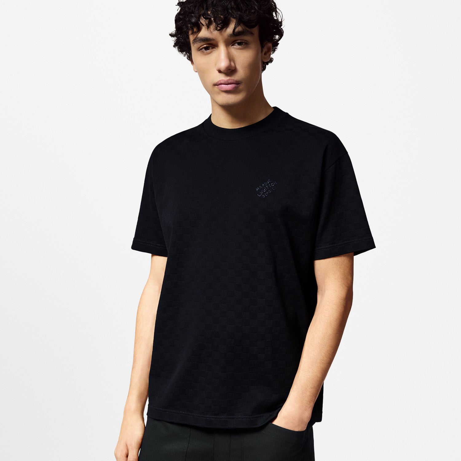 Louis Vuitton Men's Summer Solid Color Embroidered Letter Logo Round Neck Cotton Short Sleeve T-Shirt #99765
