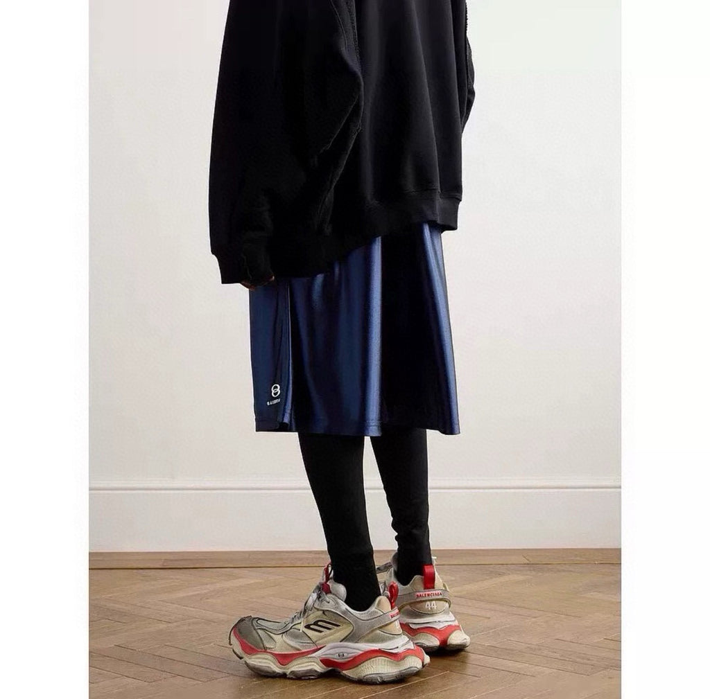 Balenciaga Men's Letter Printed Elastic Waist High Street Summer Straight Casual Solid Color Shorts #77275