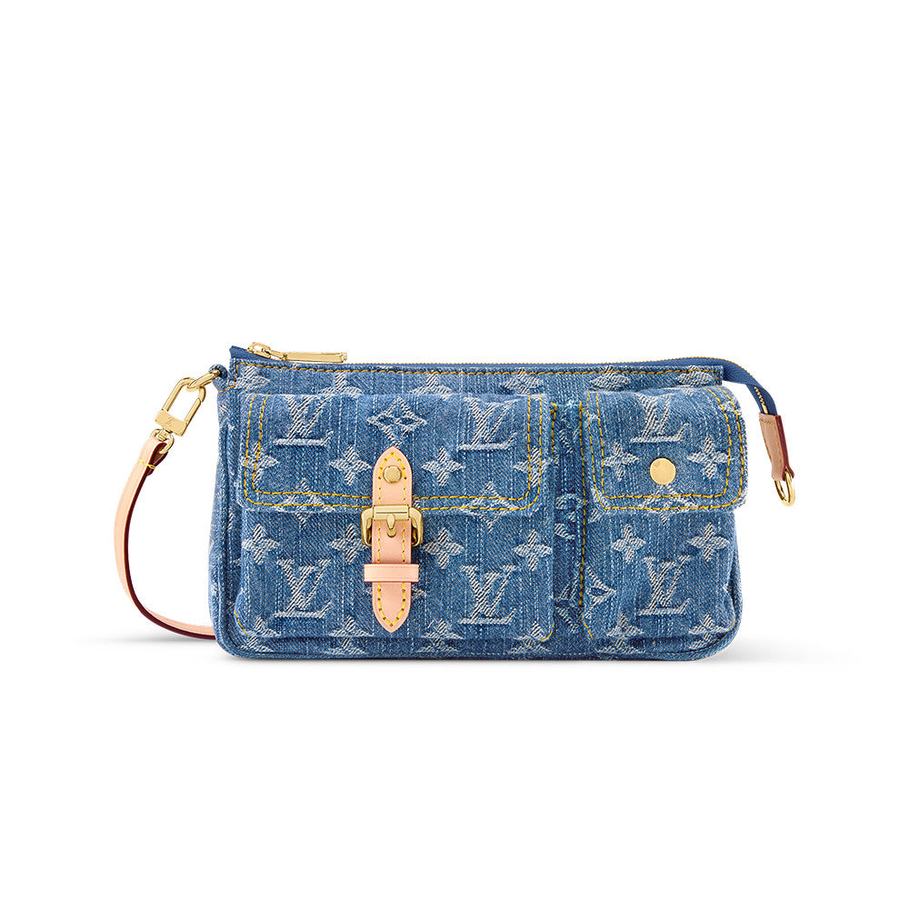 LOUIS VUITTON Baggy Nano Diane Pochette Accessoire Cargo Side Trunk MM Monogram Denim Handbags #381842