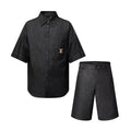 Louis Vuitton Men's Summer Plain Colour Denim Single Breasted Short Sleeved Shirt And Casual Shorts Set Suit #77766