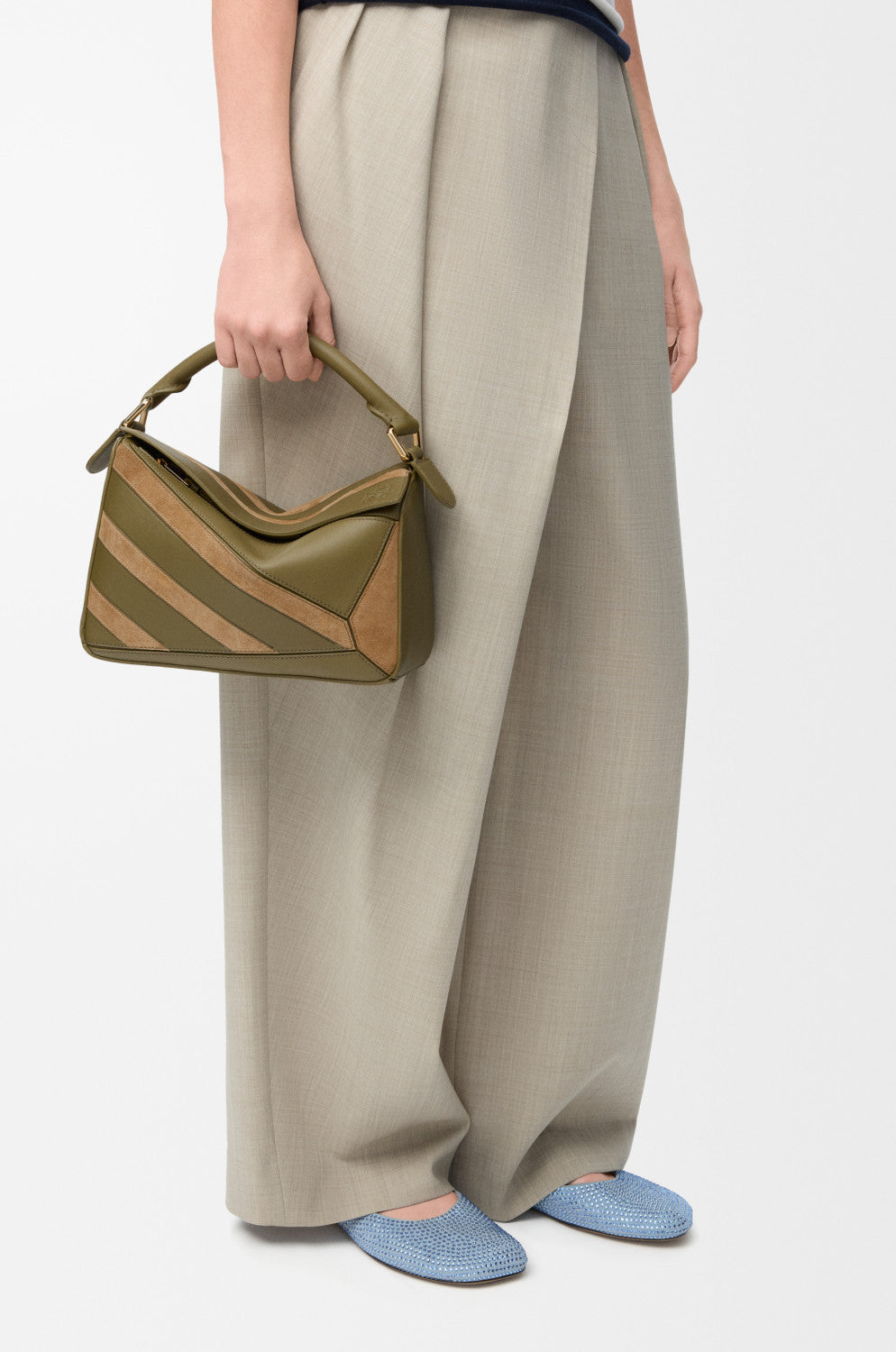 LOEWE Small Puzzle bag in classic calfskin suede Brown #335950