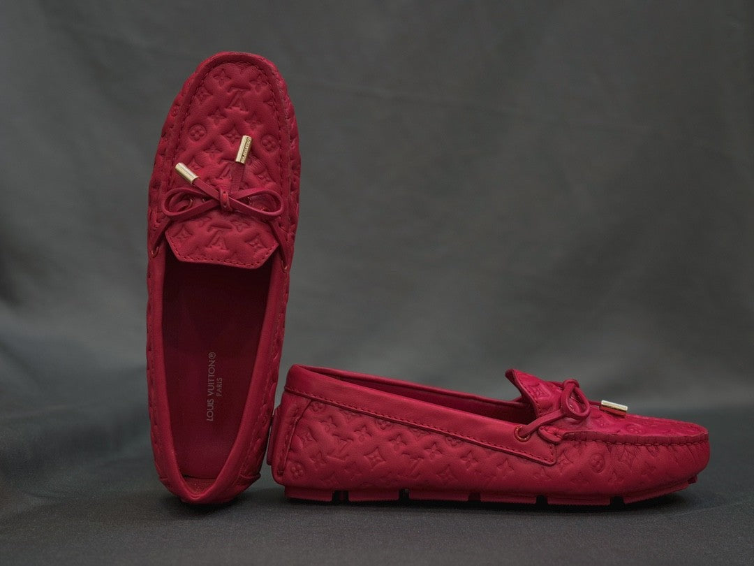 Louis Vuitton Women's Spring/Autumn Fashion Classic Round Toe Slip-On Leather Flat Low Top Loafers Shoes #78437