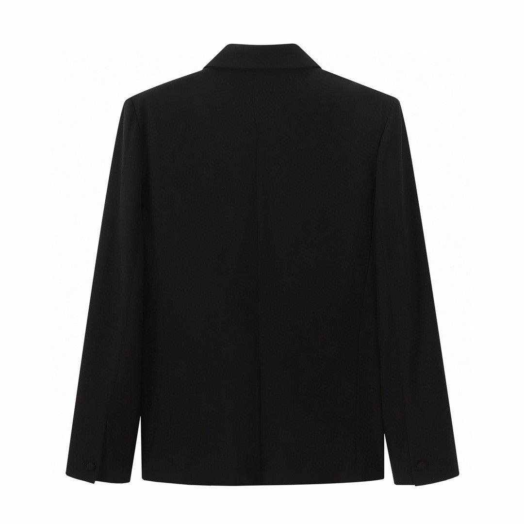 Givenchy Men's Women's Fall/Winter Logo Printed Wool Blend Lapel Loose Black Long Sleeve Blazer Jacket Ngvp #6944