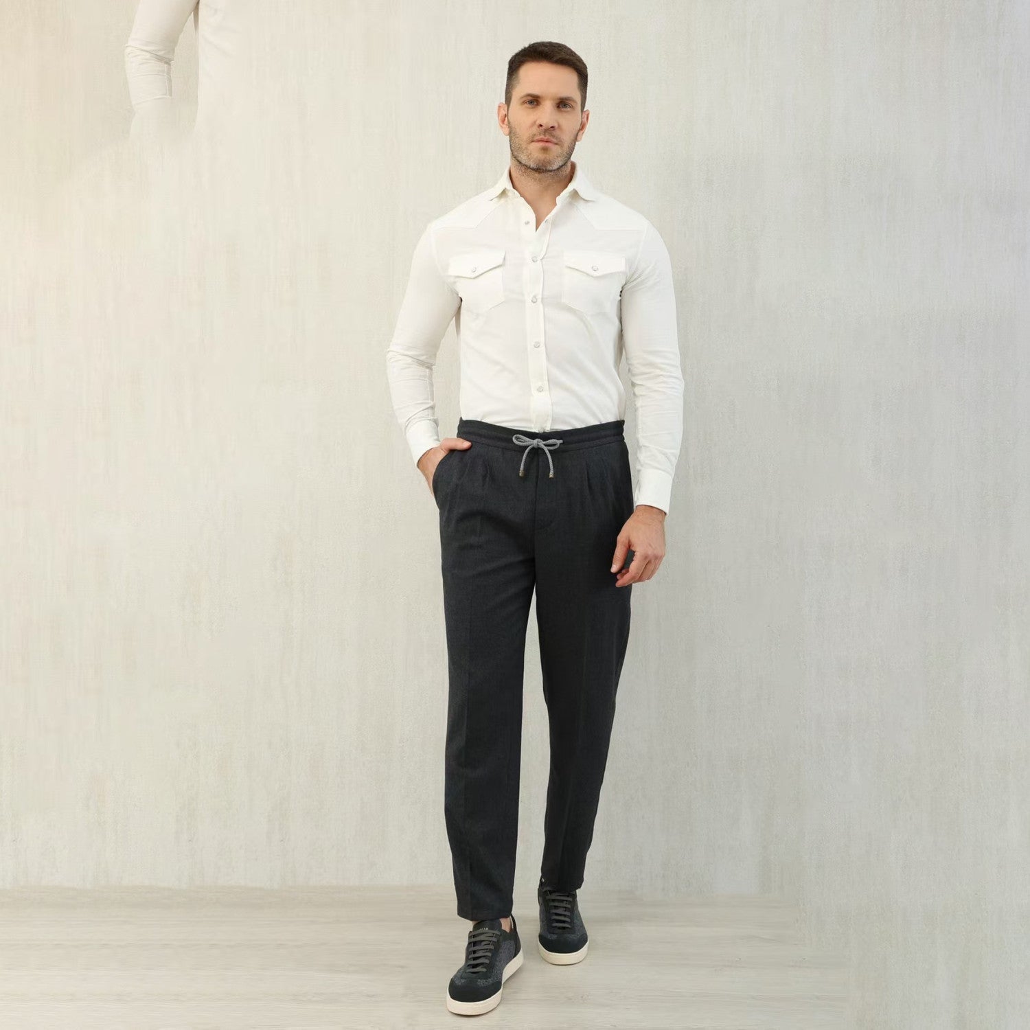 Brunello Cucinelli Men's Spring And Autumn Casual Drawstring Pants Fashion Trousers Loose Straight Comfortable Cotton Thin Trousers Ngvp #1469