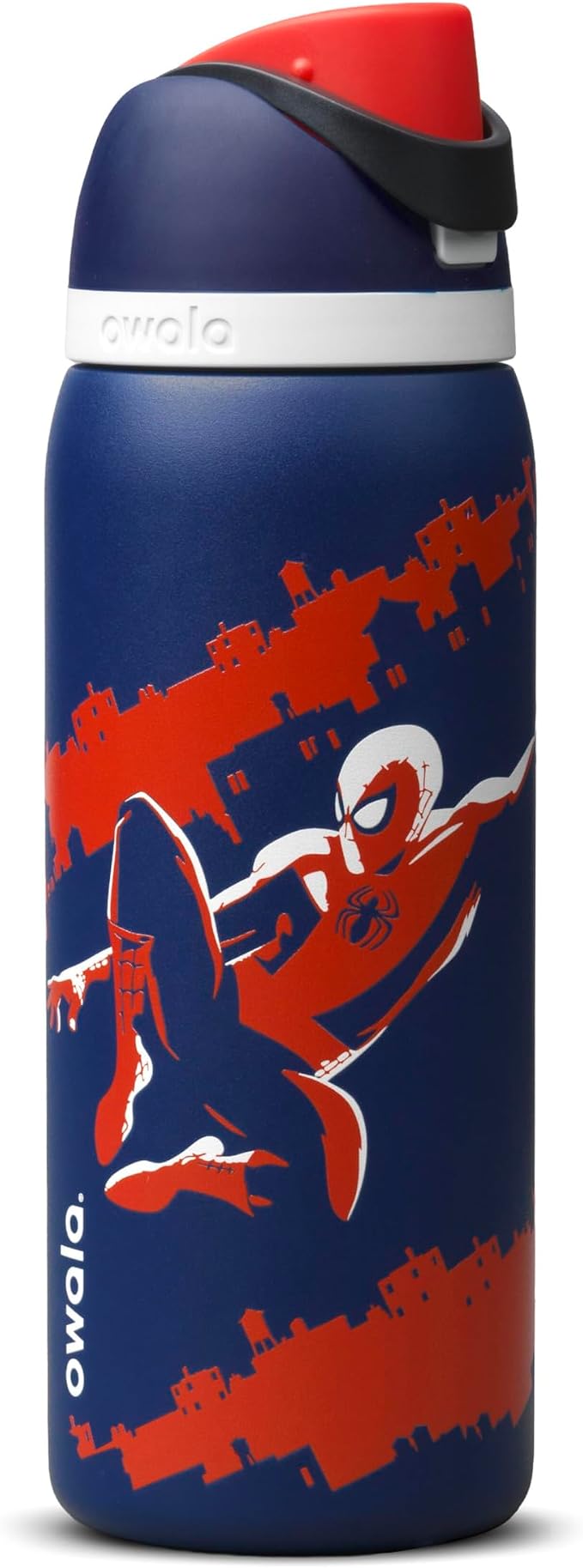 Owala Spider-Man FreeSip Insulated Stainless Steel Water Bottle with Straw. Suitable for Sports. Travel. and School. BPA-Free. 32 oz (approx. 907.2 ml). Swing