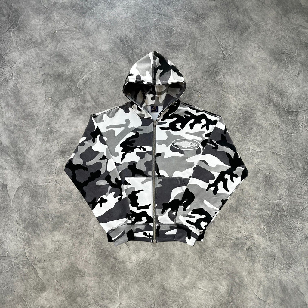 Corteiz Zip-Up Hoodie Arctic Camouflage