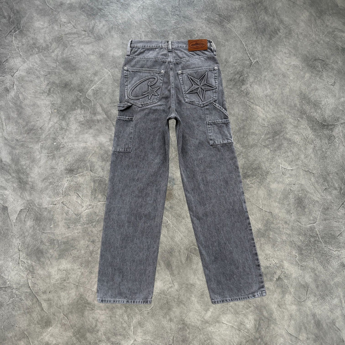 Corteiz C Star Denim Cargo Pants Grey