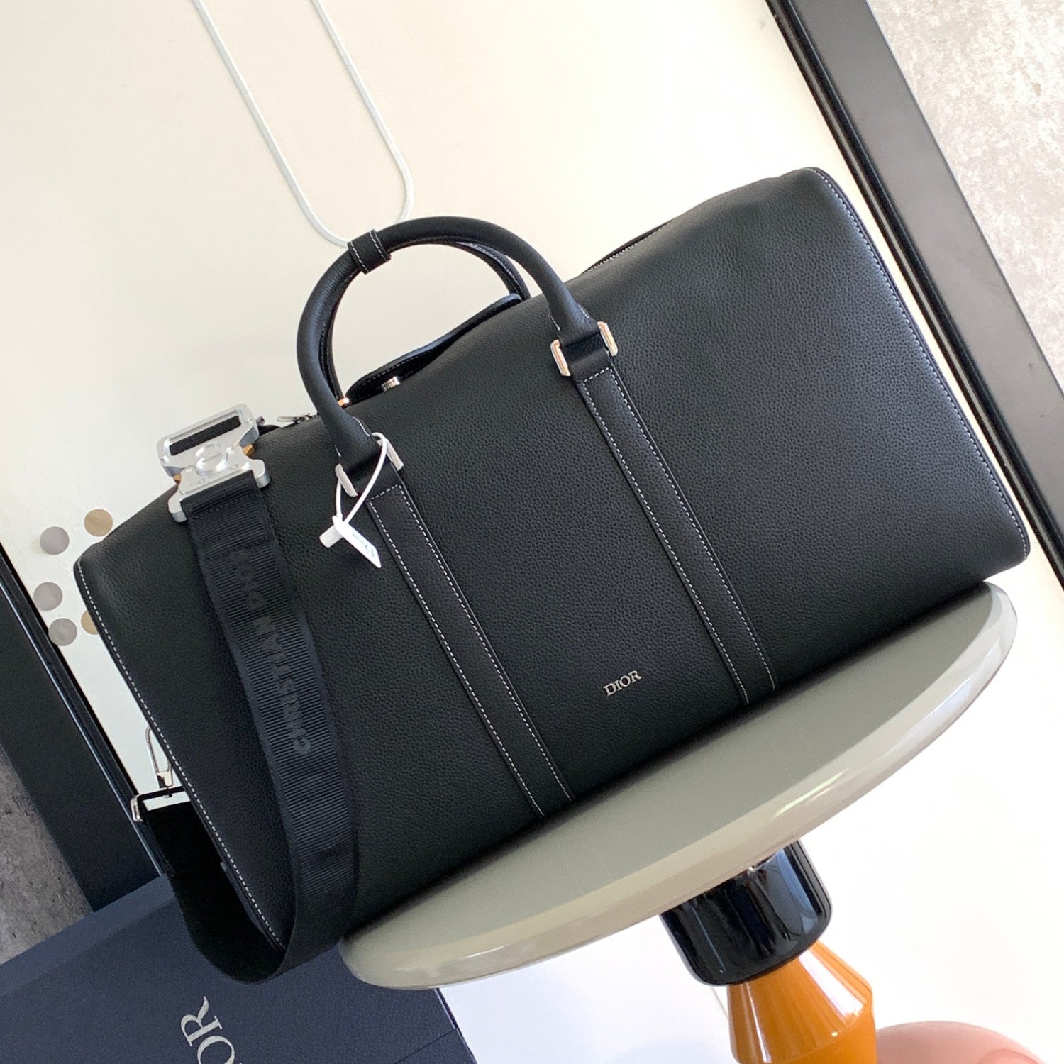 DIOR LINGOT 50 Men's and Women's Adjustable Shoulder Strap Letter Printed Leather Canvas Tote Travel Bag Bags #76472