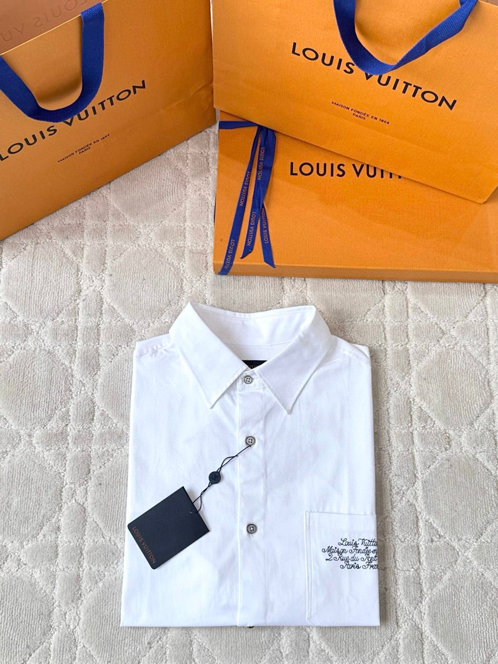 Louis Vuitton Men's Summer Casual Collared Single Breasted Letter Embroidered Short Sleeved Shirt #78427
