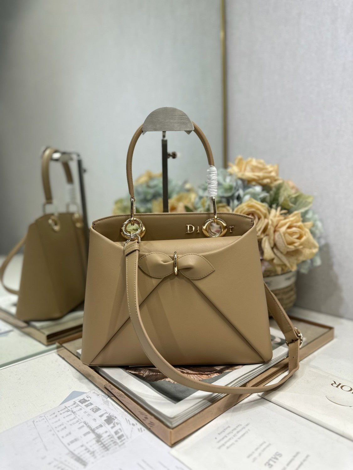 Dior 26s Cigale Bow Pink Shiny Supple Calfskin Small Handbag Crossbody Bag Stylish And Elegant Available In Multiple Colours Bags #84394A