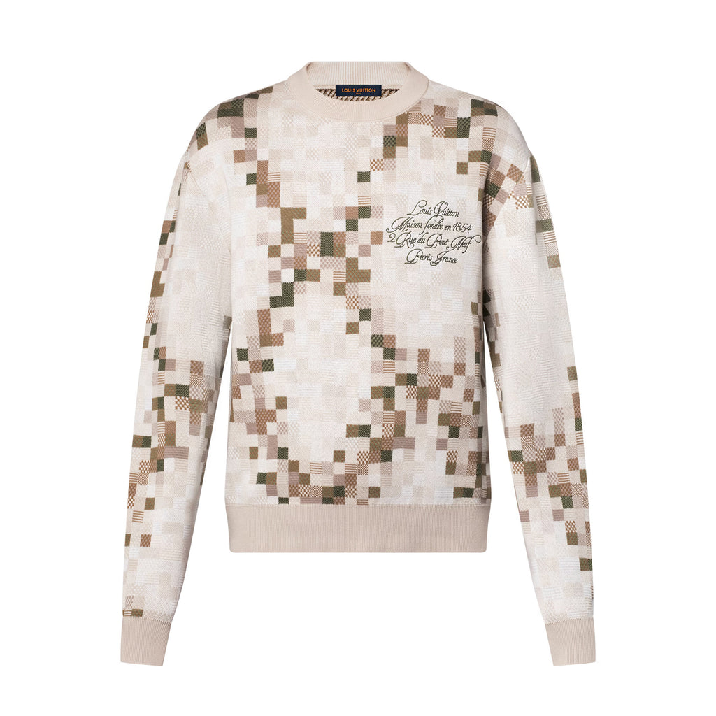 Louis Vuitton Men's Spring and Autumn Square Printed Round Neck Cotton Long Sleeve Pullover Sweater #75451