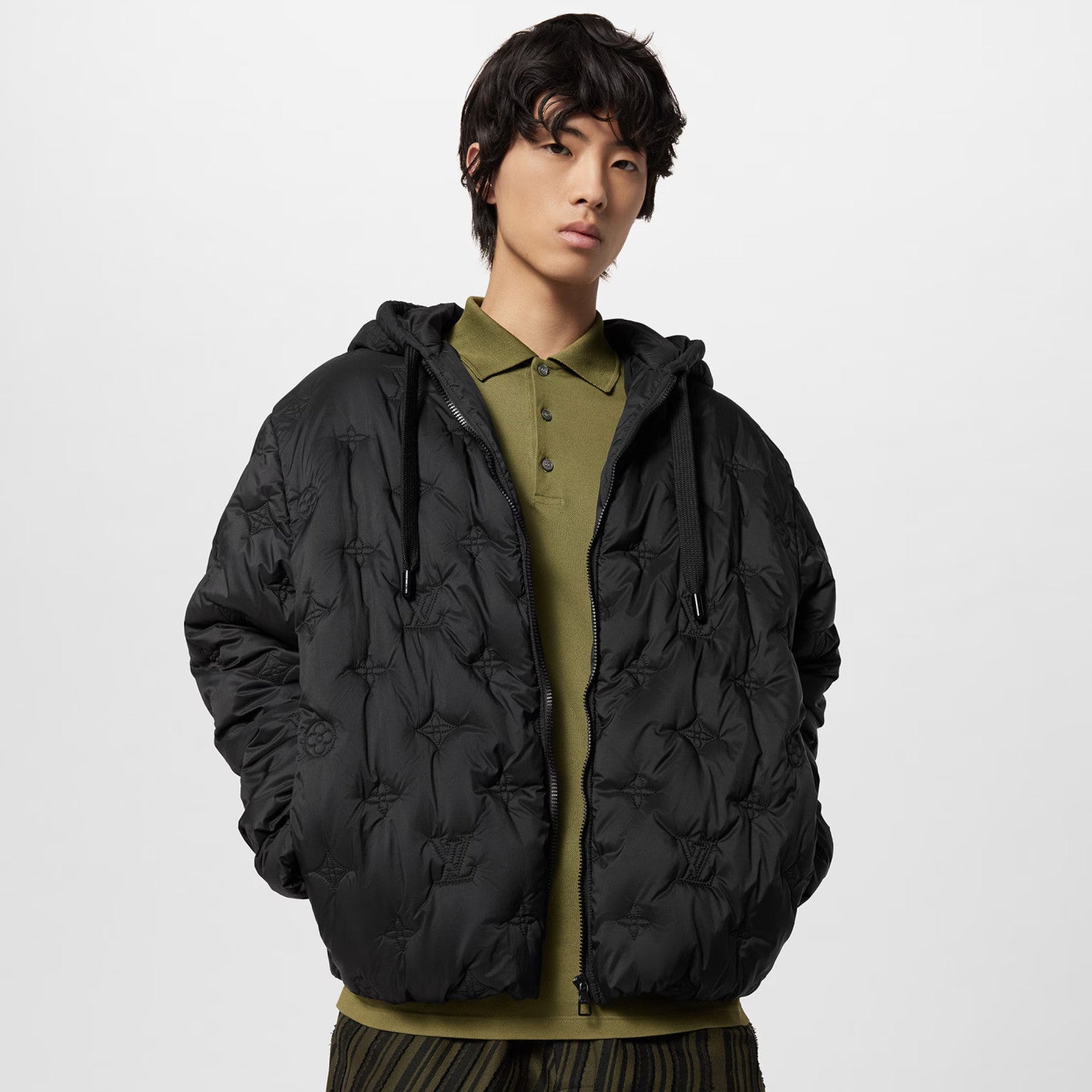 Louis Vuitton Women's And Men's Autumn and Winter Embroidered Letter Printed Solid Color Hooded Zipper Long Sleeve Cotton Jacket #74373