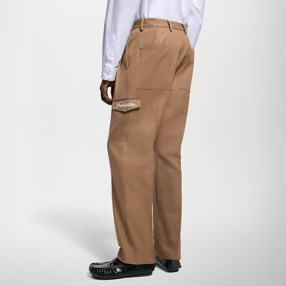 Louis Vuitton Men's Spring and Autumn Solid Color Embroidered Letter Printed Cotton Woven Fabric Casual Pants #76567