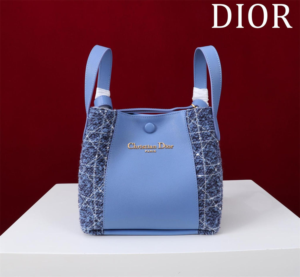 Dior Women's Solid Color Tweed & Leather Tote Shoulder Bag Bags #75973