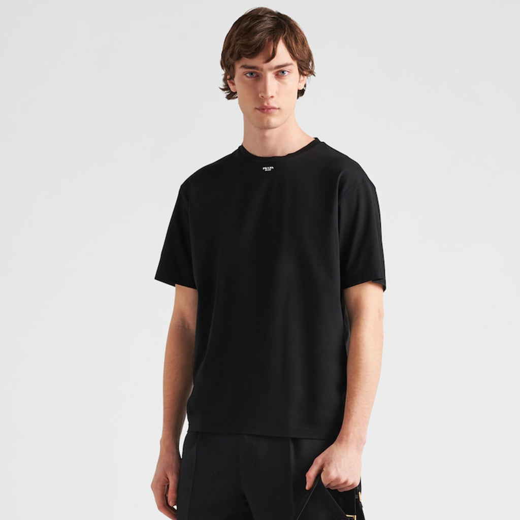 Prada Men's Spring/Summer Fashion Letter Logo Solid Color T-shirt Short sleeved Round Neck Casual Loose Comfortable Top  #99576