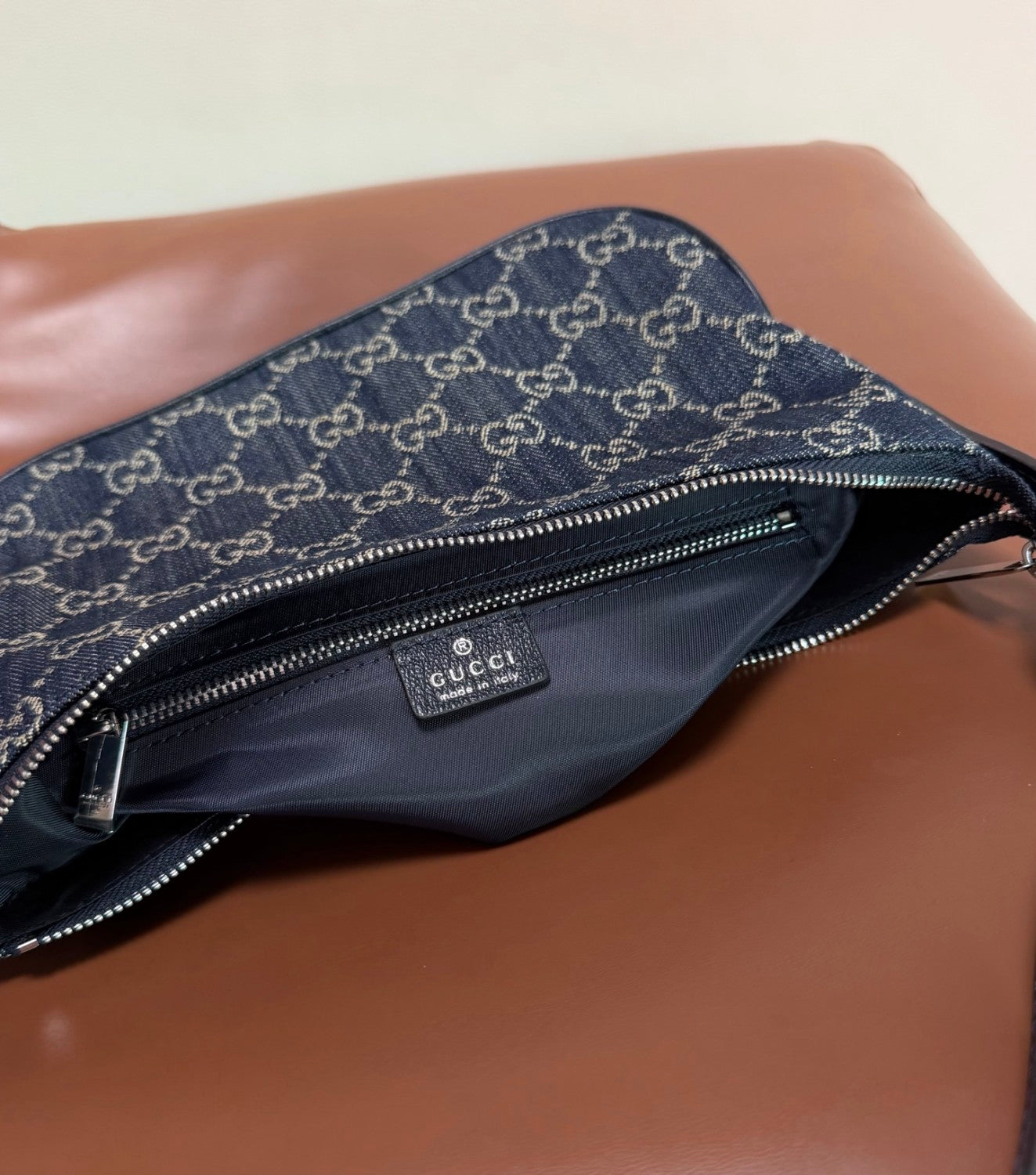 GUCCI Lady Lunetta Small Shoulder Bag GG Denim #384081