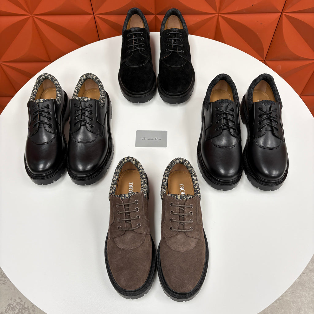 DIOR Dior Explorer III Derby Shoe Black Smooth Calfskin and Black Dior Oblique Jacquard #336111