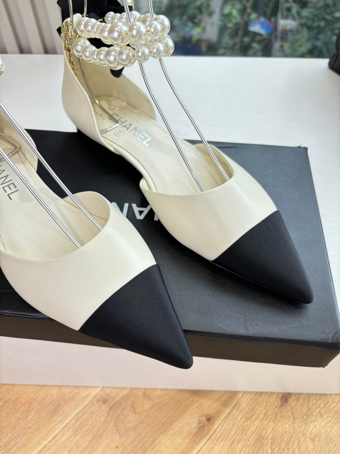 Chanel 25S Braided Mary Jane Toe Pearl Sandals #334482