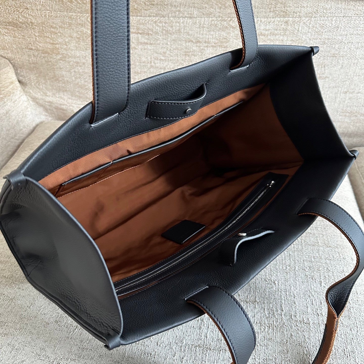 Zegna Men's Business Handheld Tote Bags Imported Leather Laptop Bag # 195386