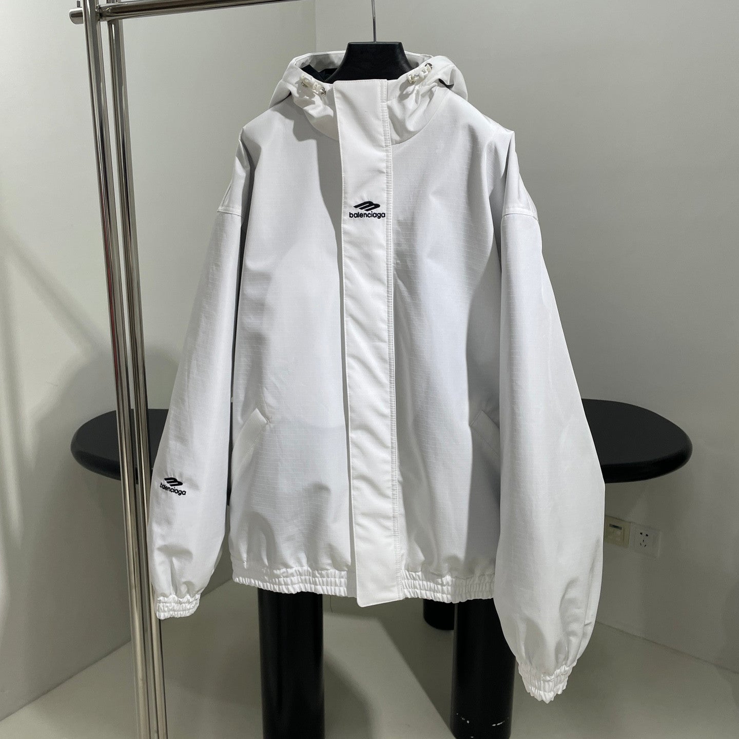 Balenciaga Men's Fall And Winter Composite Elastic Nylon Hooded Drawstring Zipper Long Sleeved Ski Jacket Waist Tie Ski Pants Suit Set #74285